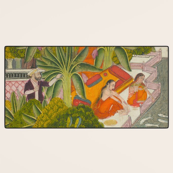 Title Royal Women Feeding Fish Place India Indian Miniature Painting  Desk Mat Gallery Image 3