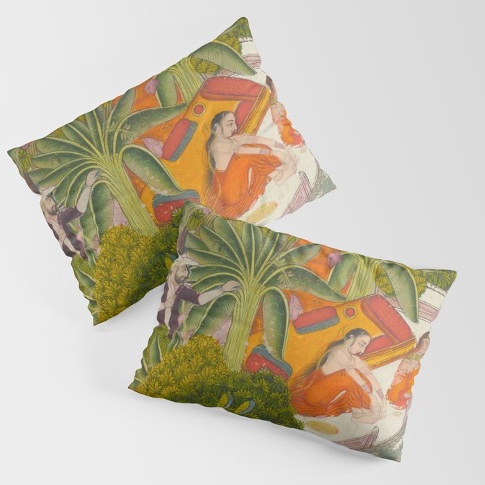 Title Royal Women Feeding Fish Place India Indian Miniature Painting  Pillow Sham Gallery Image 3