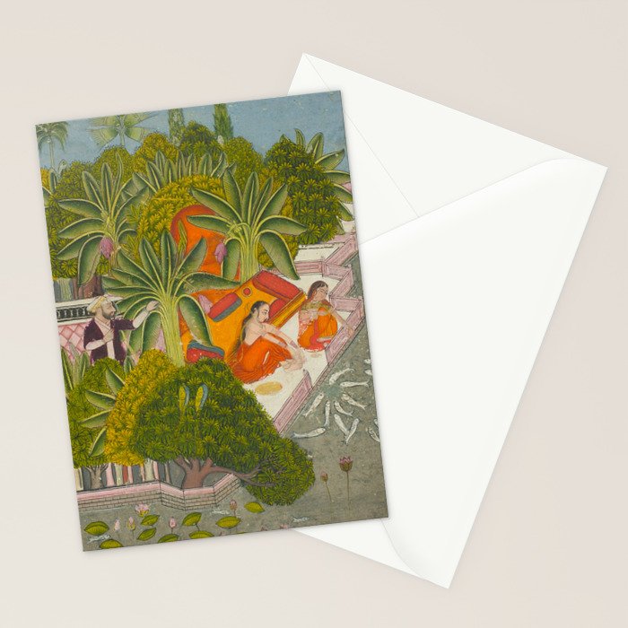 Title Royal Women Feeding Fish Place India Indian Miniature Painting  Stationery Card Gallery Image 2