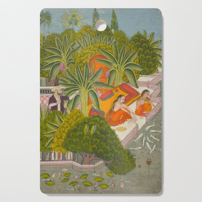 Title Royal Women Feeding Fish Place India Indian Miniature Painting  Cutting Board Gallery Image 1