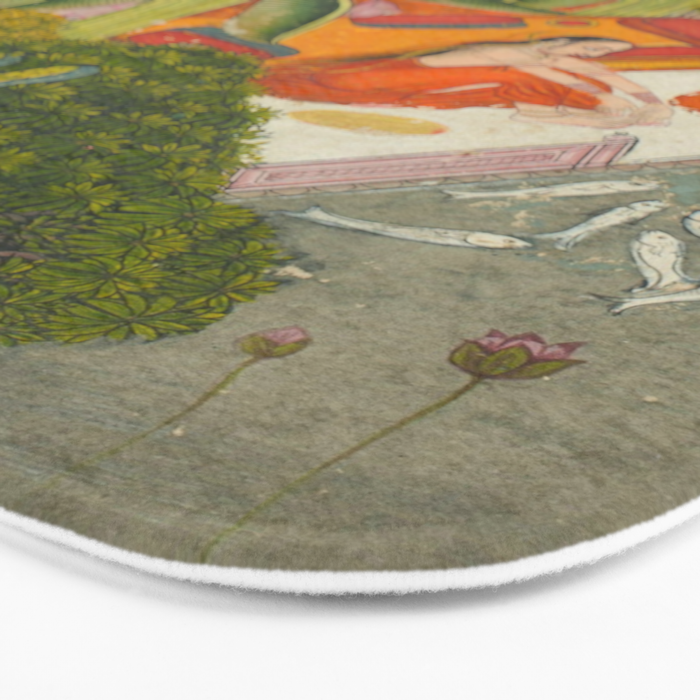 Title Royal Women Feeding Fish Place India Indian Miniature Painting  Bath Mat Gallery Image 3