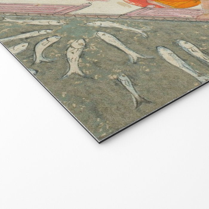 Title Royal Women Feeding Fish Place India Indian Miniature Painting  Welcome Mat Gallery Image 2