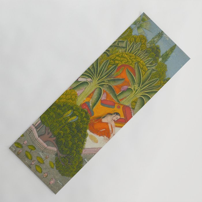 Title Royal Women Feeding Fish Place India Indian Miniature Painting  Yoga Mat Gallery Image 1