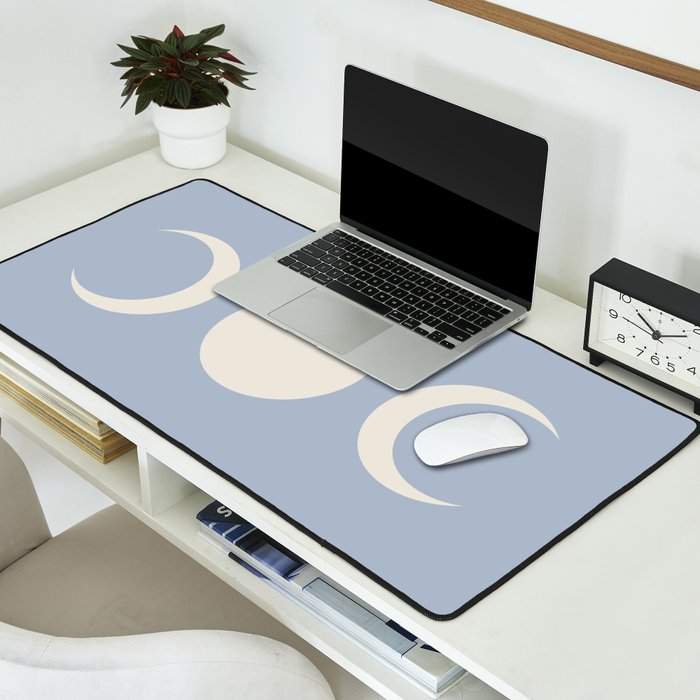 Moon Minimalism - Blue Desk Mat Gallery Image 2