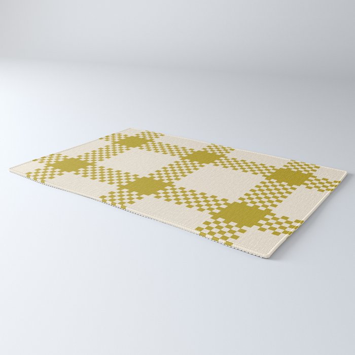 Antique Moss Check Grid Rug Gallery Image 3