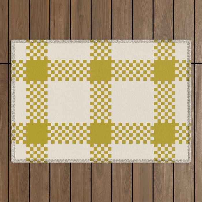 Antique Moss Check Grid Outdoor Rug Gallery Image 1
