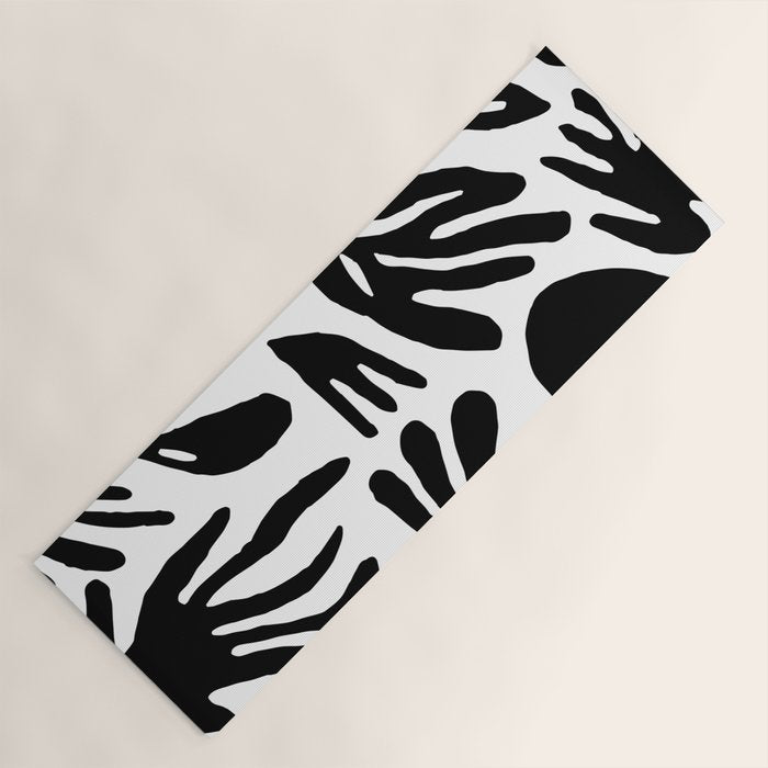 Black and white organic nature art pattern Yoga Mat Gallery Image 1