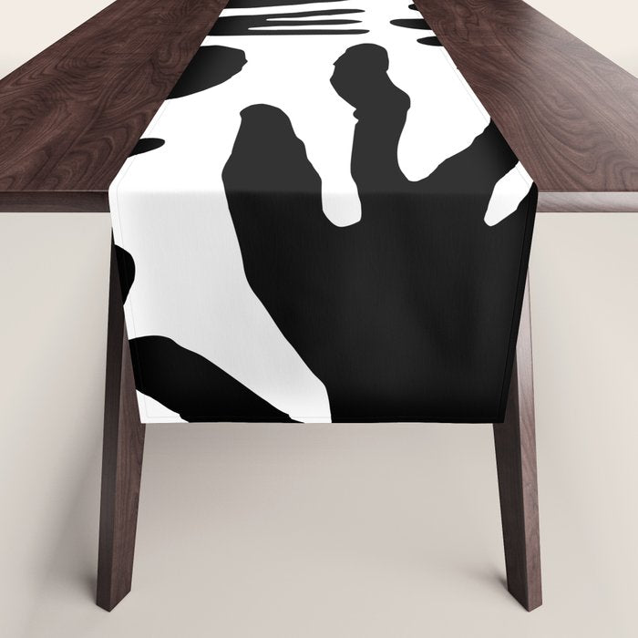 Black and white organic nature art pattern Table Runner Gallery Image 1