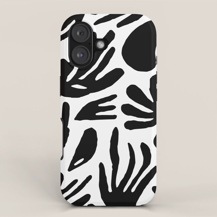 Black and white organic nature art pattern iPhone Case Gallery Image 1