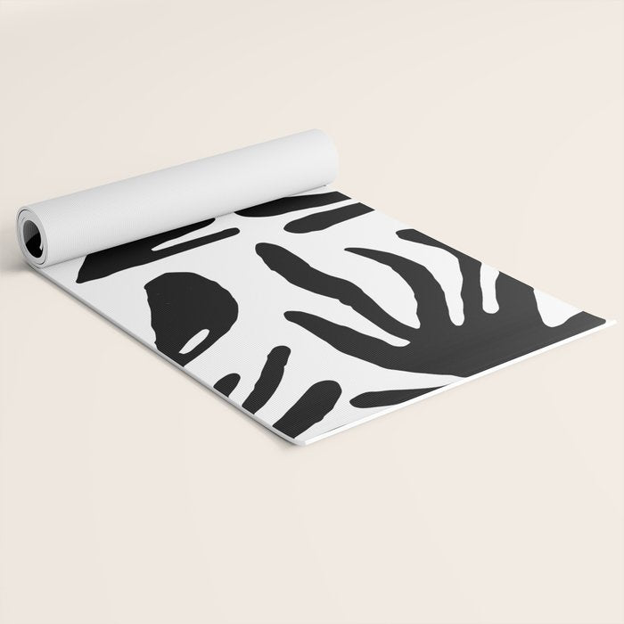 Black and white organic nature art pattern Yoga Mat Gallery Image 2