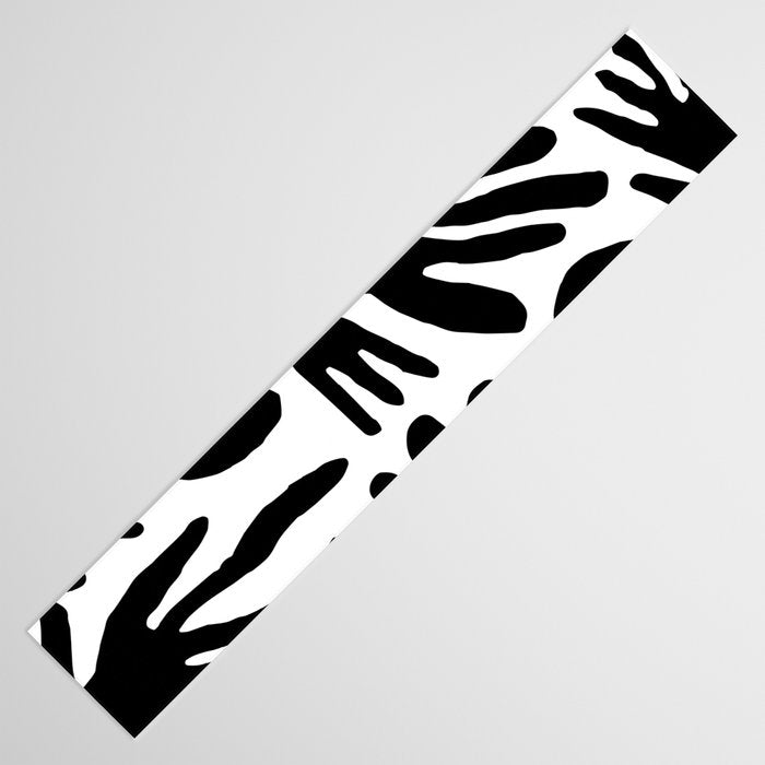 Black and white organic nature art pattern Table Runner Gallery Image 3