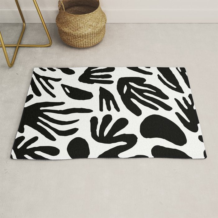 Black and white organic nature art pattern Rug Gallery Image 1