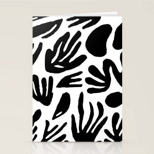 Black and white organic nature art pattern Stationery Card Gallery Image 2