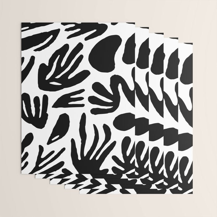 Black and white organic nature art pattern Wrapping Paper Gallery Image 3