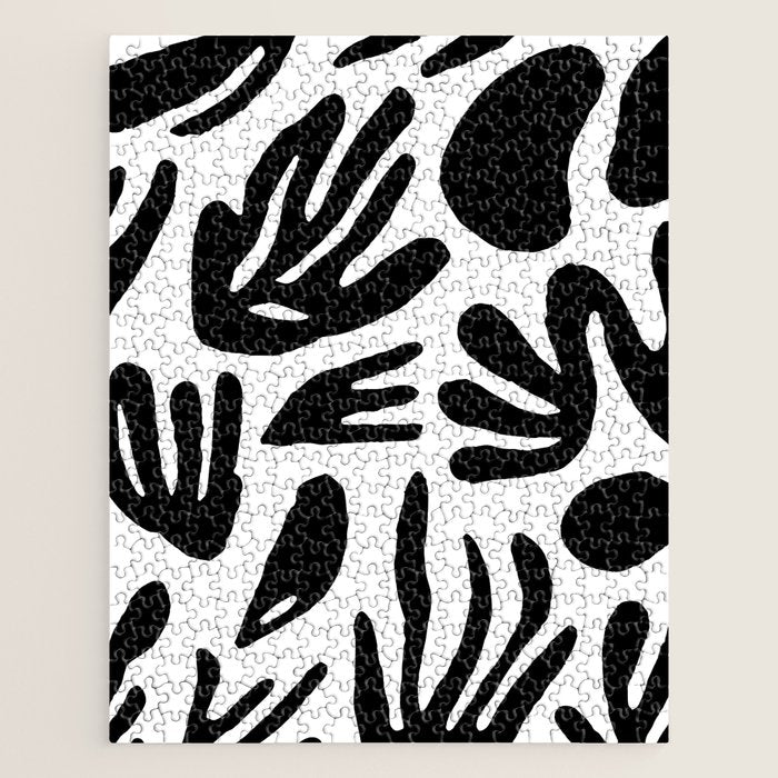 Black and white organic nature art pattern Jigsaw Puzzle Gallery Image 1