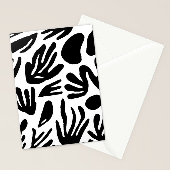 Black and white organic nature art pattern Stationery Card Gallery Image 2
