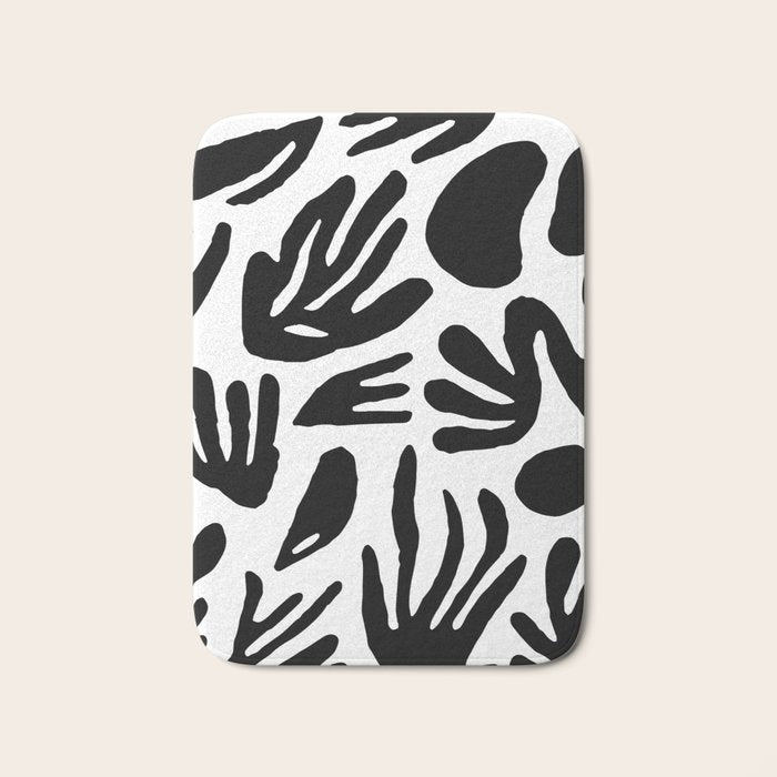 Black and white organic nature art pattern Bath Mat Gallery Image 1