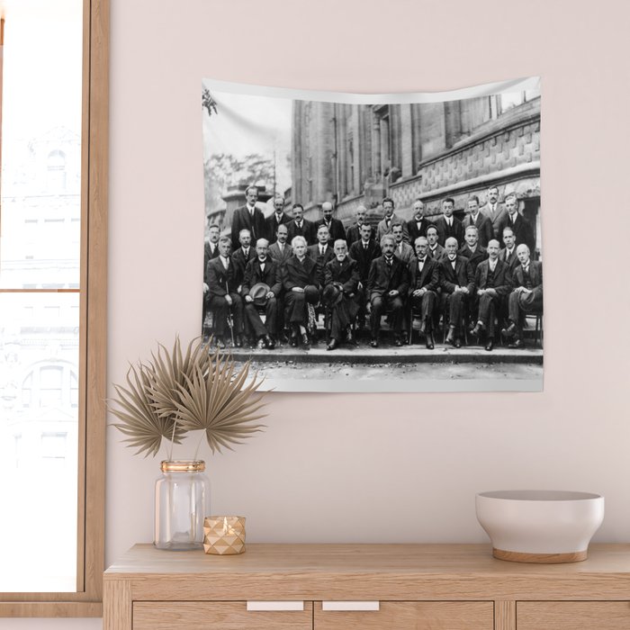 World-Renowned Physicists of 1927 at Solvay Conference Wall Tapestry Gallery Image 2