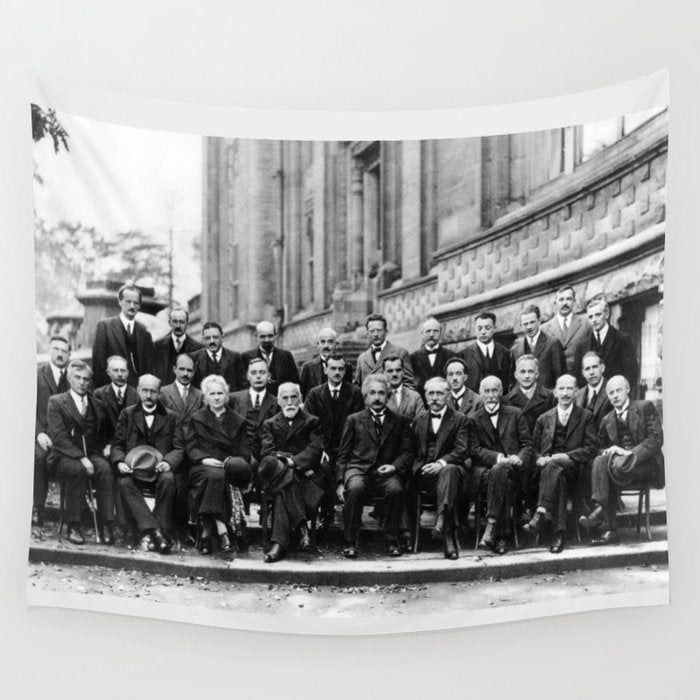 World-Renowned Physicists of 1927 at Solvay Conference Wall Tapestry Gallery Image 1