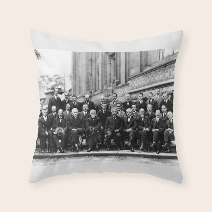 World-Renowned Physicists of 1927 at Solvay Conference Throw Pillow Gallery Image 1