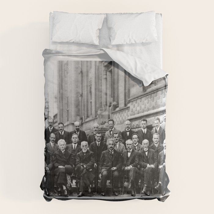 World-Renowned Physicists of 1927 at Solvay Conference Comforter Gallery Image 6