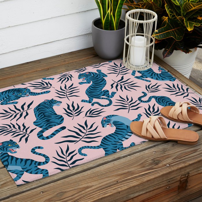 Blue asian tigers Outdoor Rug Gallery Image 2