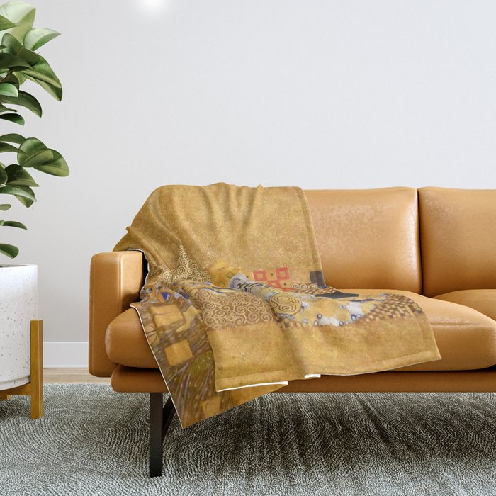 Gustav Klimt - The Woman in Gold Throw Blanket Gallery Image 1