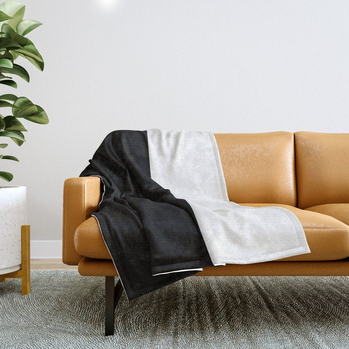 Color Block-Black and White Throw Blanket Gallery Image 1