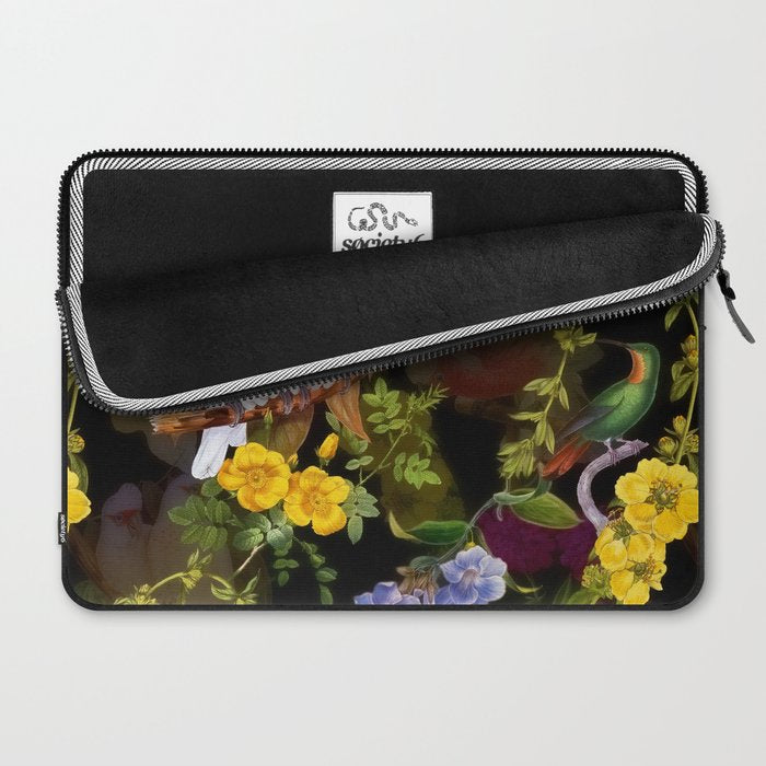 Vintage & Shabby Chic - Tropical Night Bird Flower Garden Laptop Sleeve Gallery Image 2