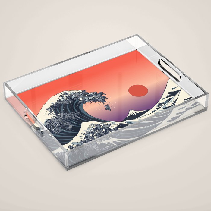 The Great Wave of Black Pug Acrylic Tray Gallery Image 1