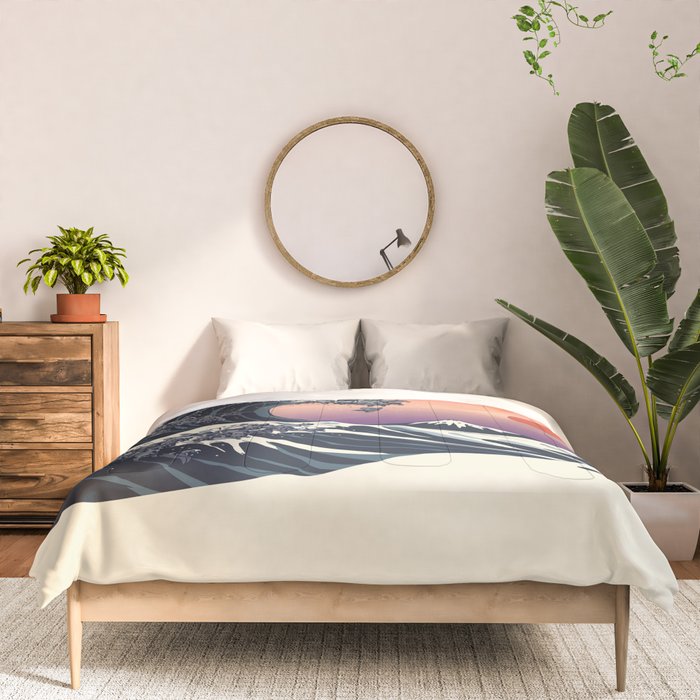 The Great Wave of Black Pug Comforter Gallery Image 3