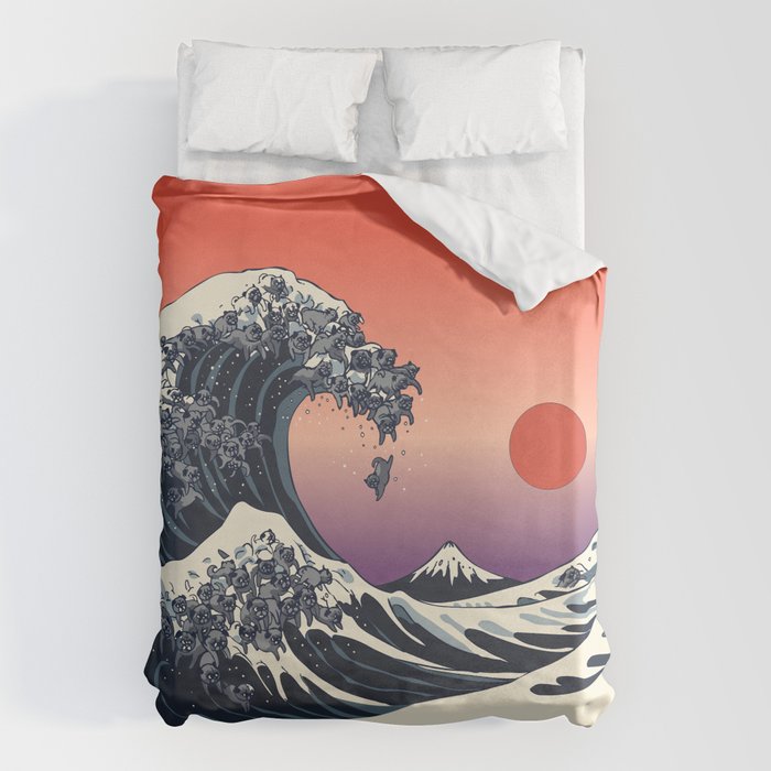 The Great Wave of Black Pug Duvet Cover Gallery Image 6