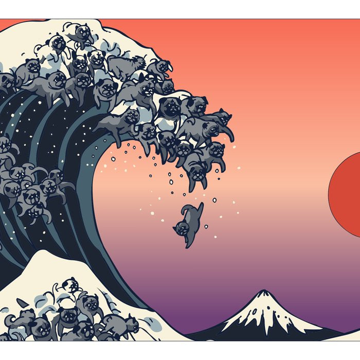 The Great Wave of Black Pug Coffee Mug Gallery Image 2