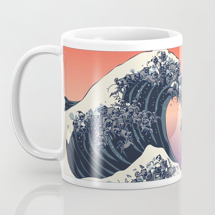 The Great Wave of Black Pug Coffee Mug Gallery Image 3