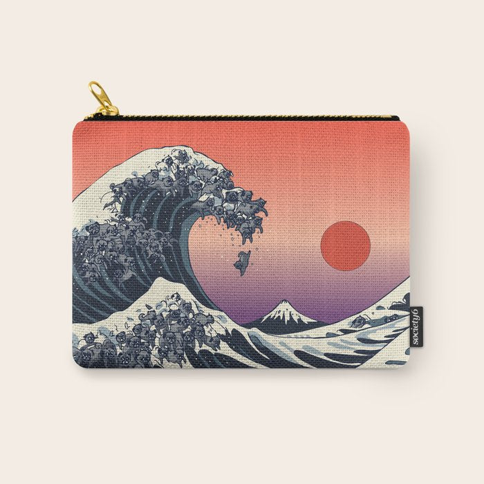 The Great Wave of Black Pug Carry All Pouch Gallery Image 1