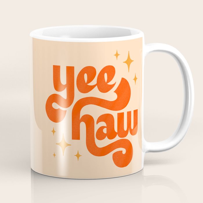 Yee Haw - Orange on Cream Coffee Mug Gallery Image 1