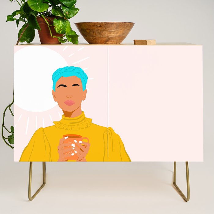 Girl WIth Blue Braids Credenza Gallery Image 1