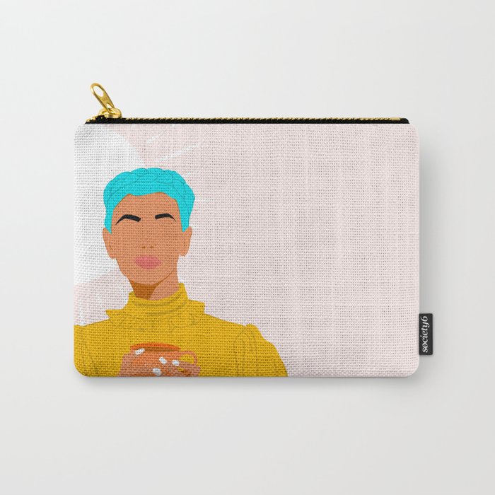 Girl WIth Blue Braids Carry All Pouch Gallery Image 1