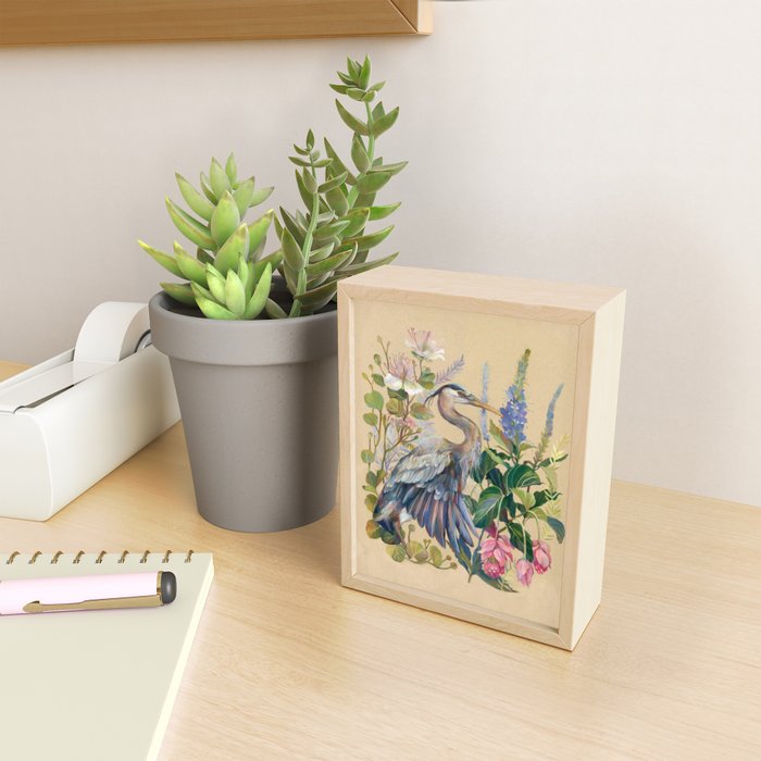 Blue Heron Floral Mini Art Print Gallery Image 2