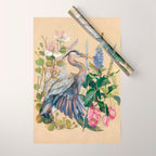 Blue Heron Floral Wrapping Paper Gallery Image 1