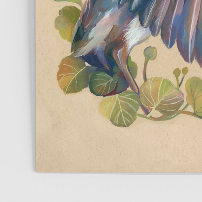 Blue Heron Floral Poster Gallery Image 3