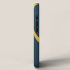 Mid Century Modern Retro Lounge Striped Ogee Pattern in Navy Blue and Mustard iPhone Case Gallery Image 2