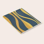 Mid Century Modern Retro Lounge Striped Ogee Pattern in Navy Blue and Mustard Notebook Gallery Image 2