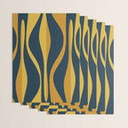 Mid Century Modern Retro Lounge Striped Ogee Pattern in Navy Blue and Mustard Wrapping Paper Gallery Image 3