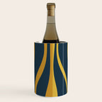 Mid Century Modern Retro Lounge Striped Ogee Pattern in Navy Blue and Mustard Wine Chiller Gallery Image 3