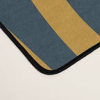 Mid Century Modern Retro Lounge Striped Ogee Pattern in Navy Blue and Mustard Desk Mat Gallery Image 4