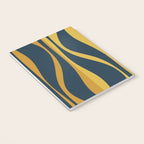 Mid Century Modern Retro Lounge Striped Ogee Pattern in Navy Blue and Mustard Notebook Gallery Image 3