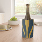 Mid Century Modern Retro Lounge Striped Ogee Pattern in Navy Blue and Mustard Wine Chiller Gallery Image 4
