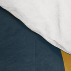 Mid Century Modern Retro Lounge Striped Ogee Pattern in Navy Blue and Mustard Comforter Gallery Image 4