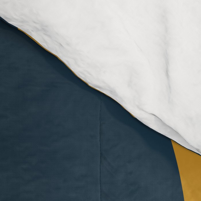 Mid Century Modern Retro Lounge Striped Ogee Pattern in Navy Blue and Mustard Comforter Gallery Image 4